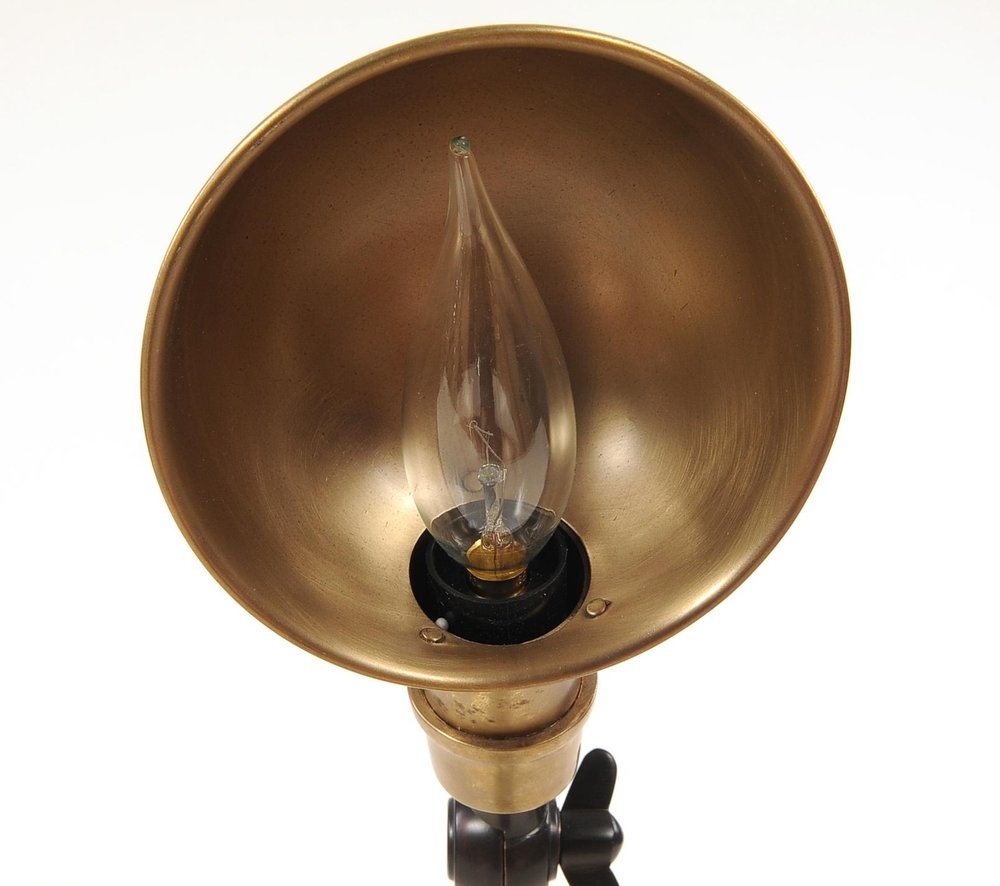 20" Black Metal Adjustable Desk Table Lamp With Gold Bowl Shade — view 4