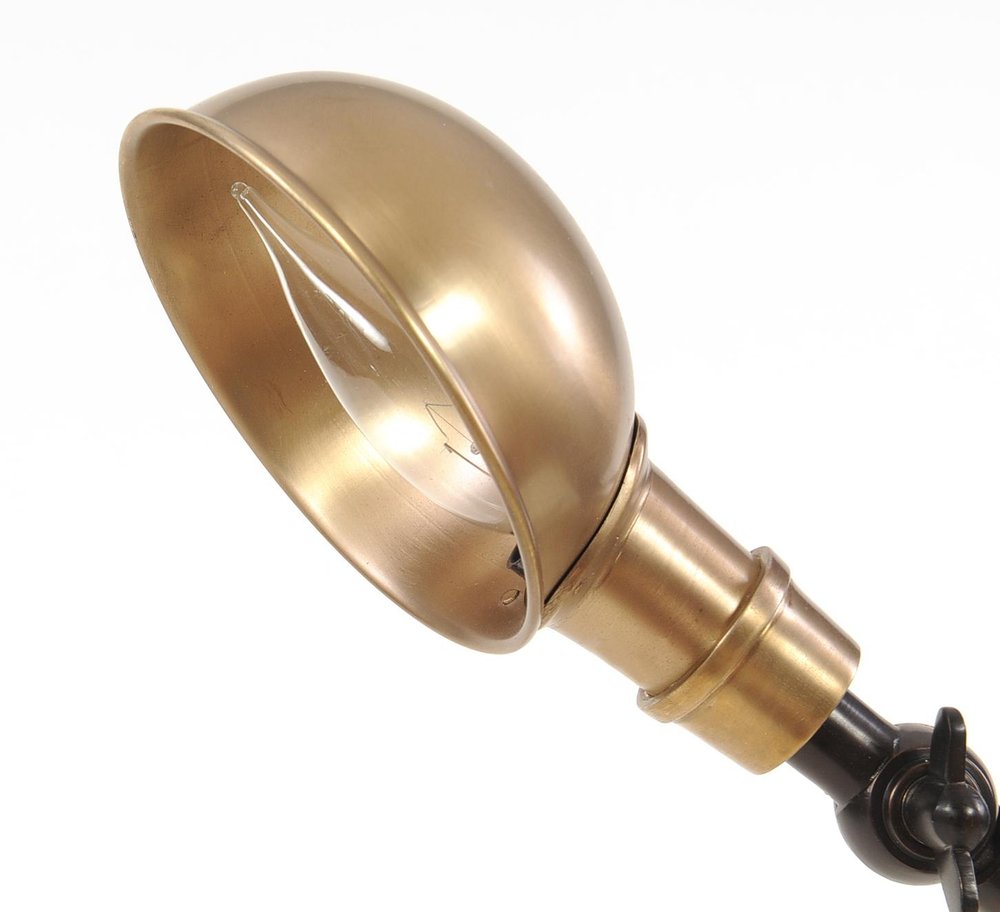 20" Black Metal Adjustable Desk Table Lamp With Gold Bowl Shade HomeRoots