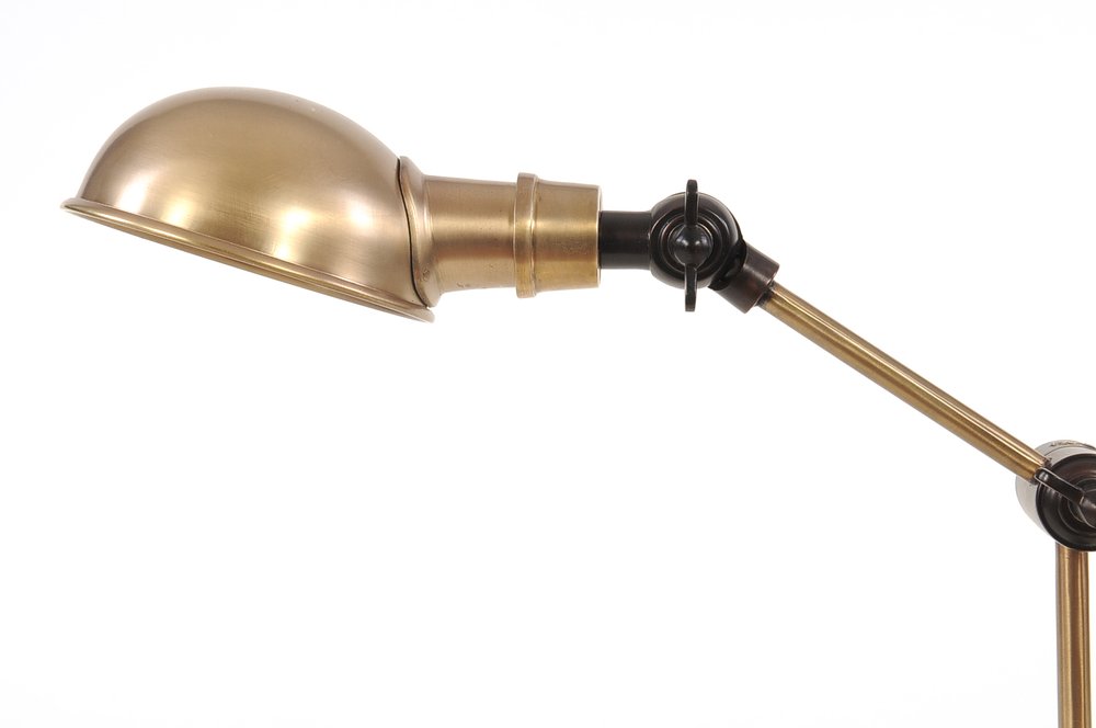 20" Black Metal Adjustable Desk Table Lamp With Gold Bowl Shade HomeRoots