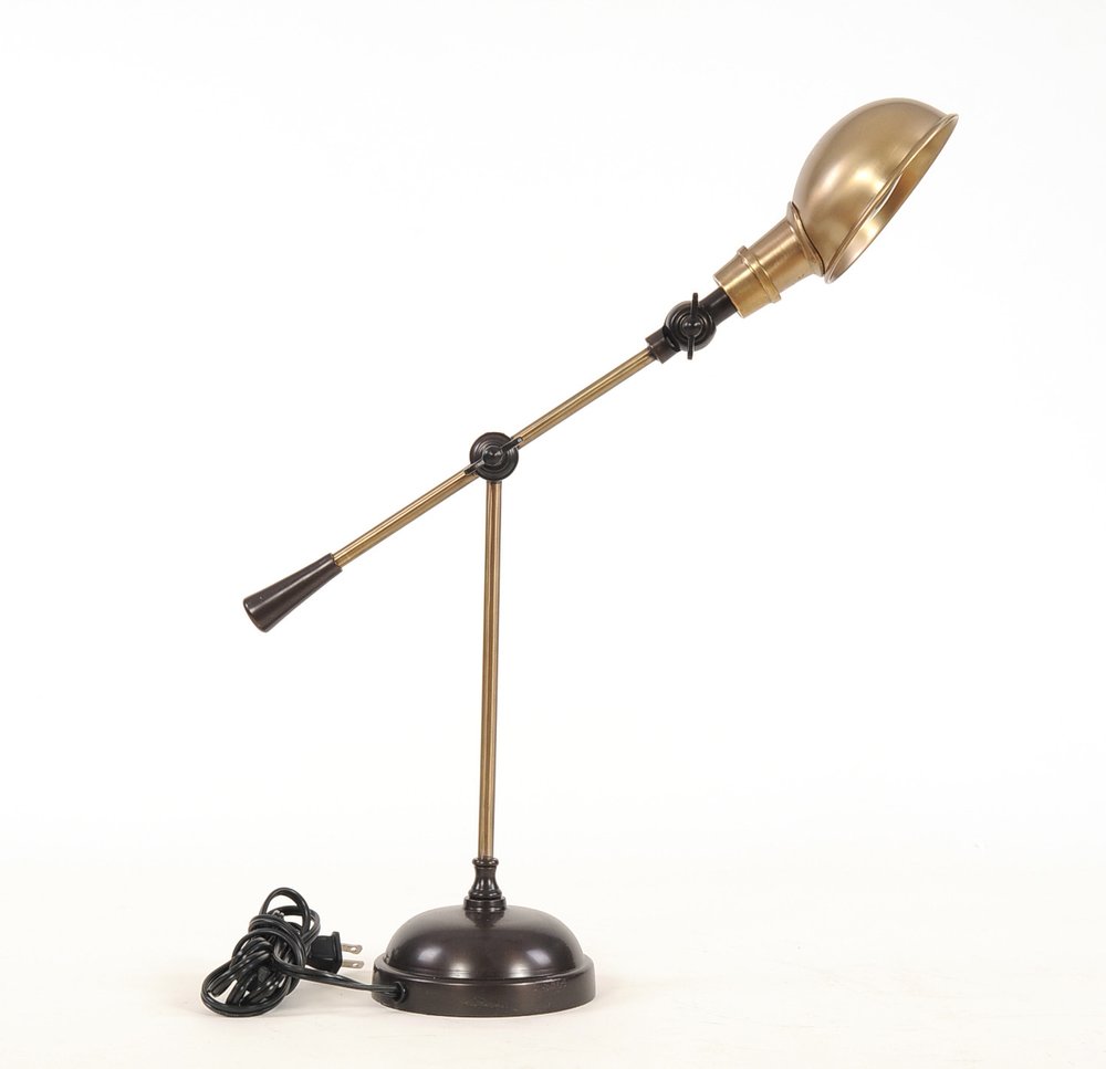 20" Black Metal Adjustable Desk Table Lamp With Gold Bowl Shade — view 8