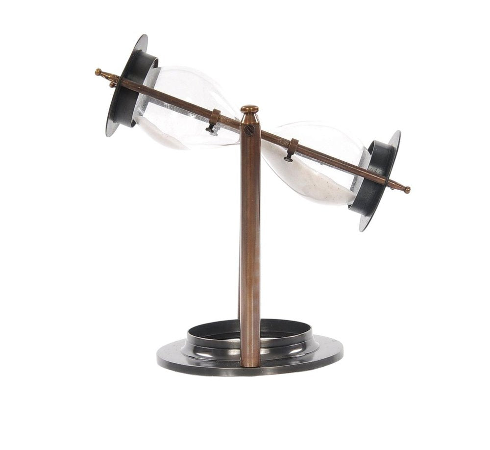 4.5" X 4.5" X 8.5" Brass Revolving Sandtimer
