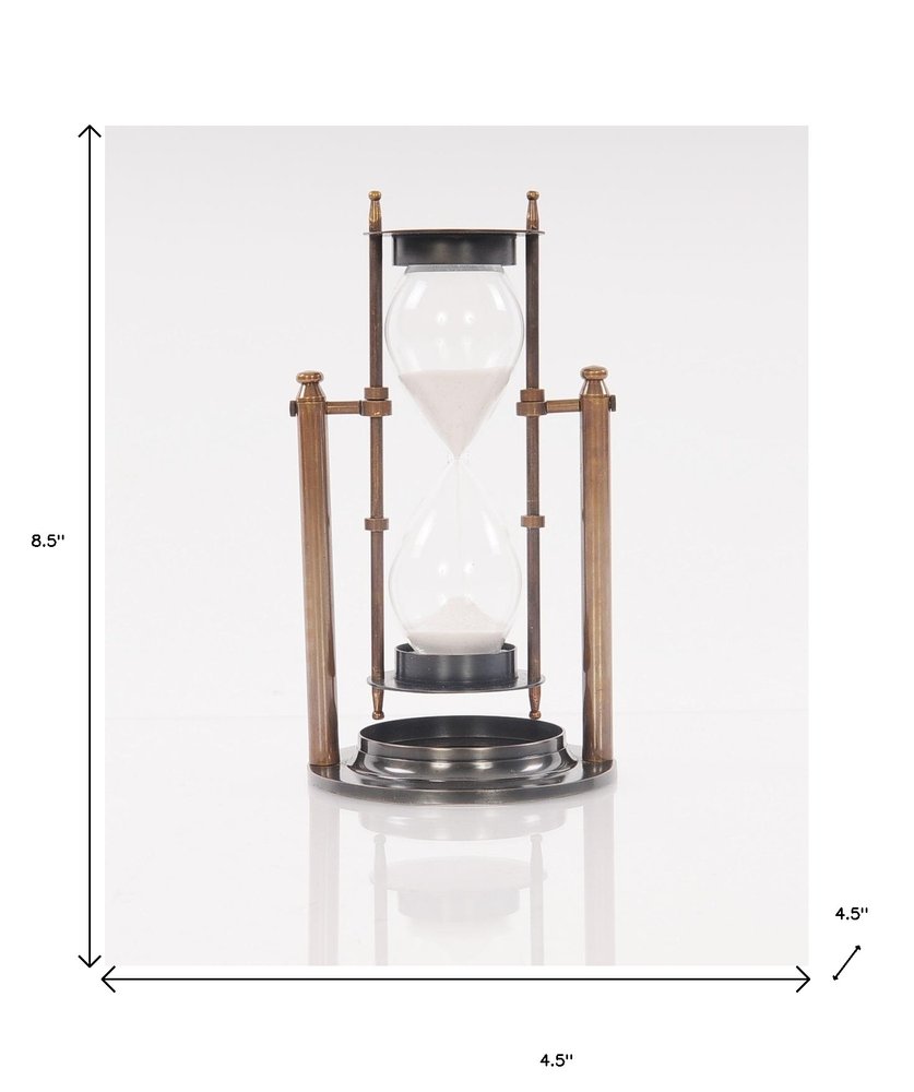 4.5" X 4.5" X 8.5" Brass Revolving Sandtimer HomeRoots
