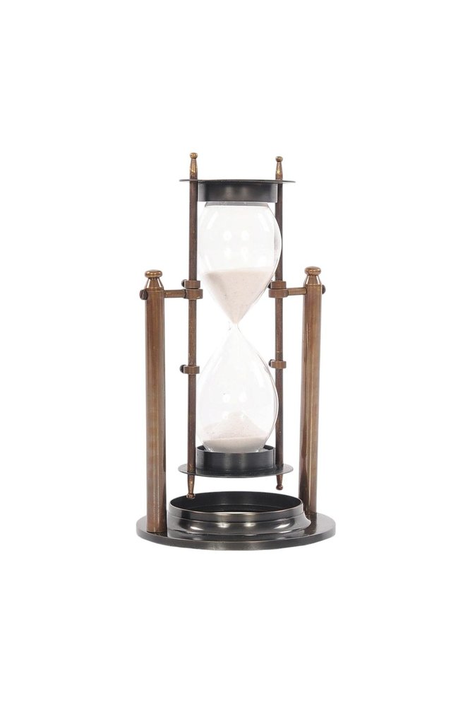 4.5" X 4.5" X 8.5" Brass Revolving Sandtimer
