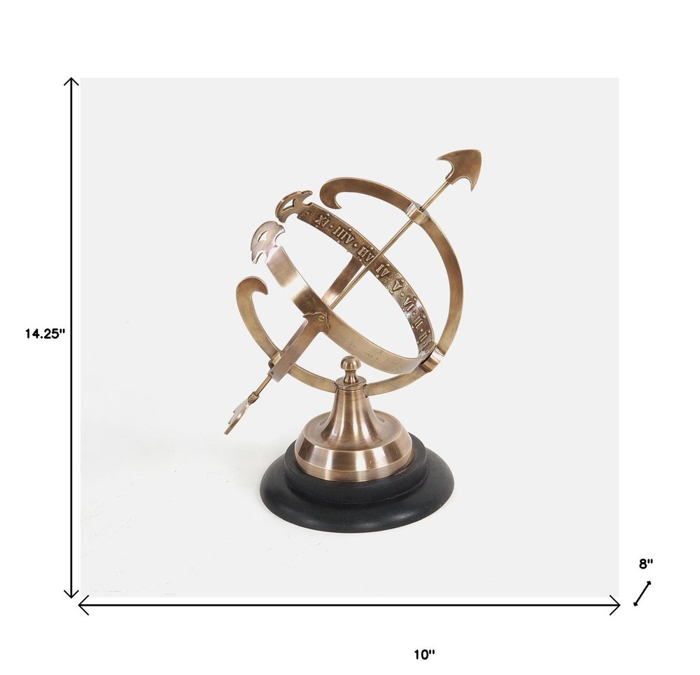14" Brass And Black Metal Hand Painted Figurine Tabletop Sculpture — view 7