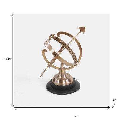 14" Brass And Black Metal Hand Painted Figurine Tabletop Sculpture HomeRoots