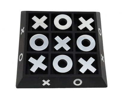 Nickel And Dark Wood Tic Tac Toe Game Sculpture HomeRoots