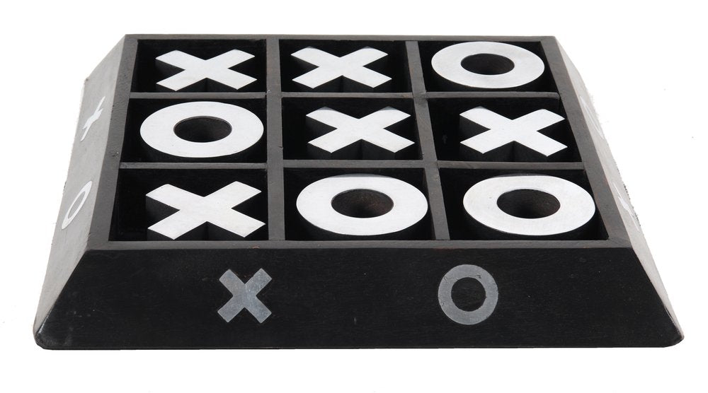 Nickel And Dark Wood Tic Tac Toe Game Sculpture HomeRoots