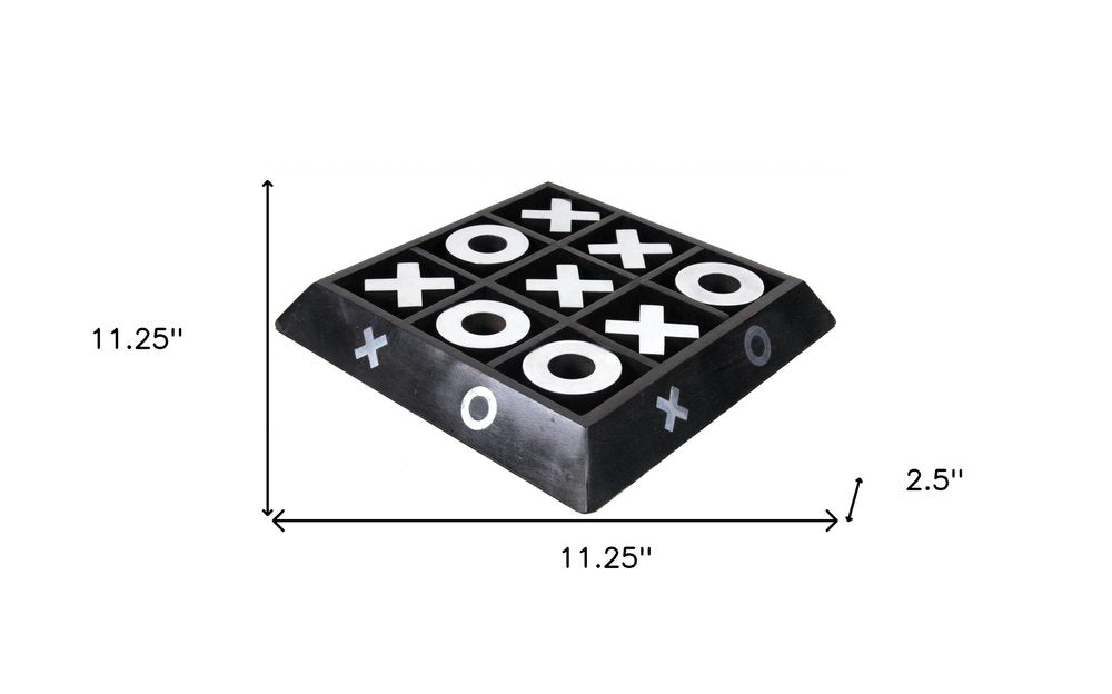 Nickel And Dark Wood Tic Tac Toe Game Sculpture HomeRoots