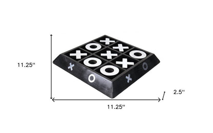 Nickel And Dark Wood Tic Tac Toe Game Sculpture HomeRoots