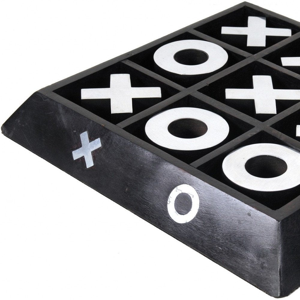 Nickel And Dark Wood Tic Tac Toe Game Sculpture HomeRoots