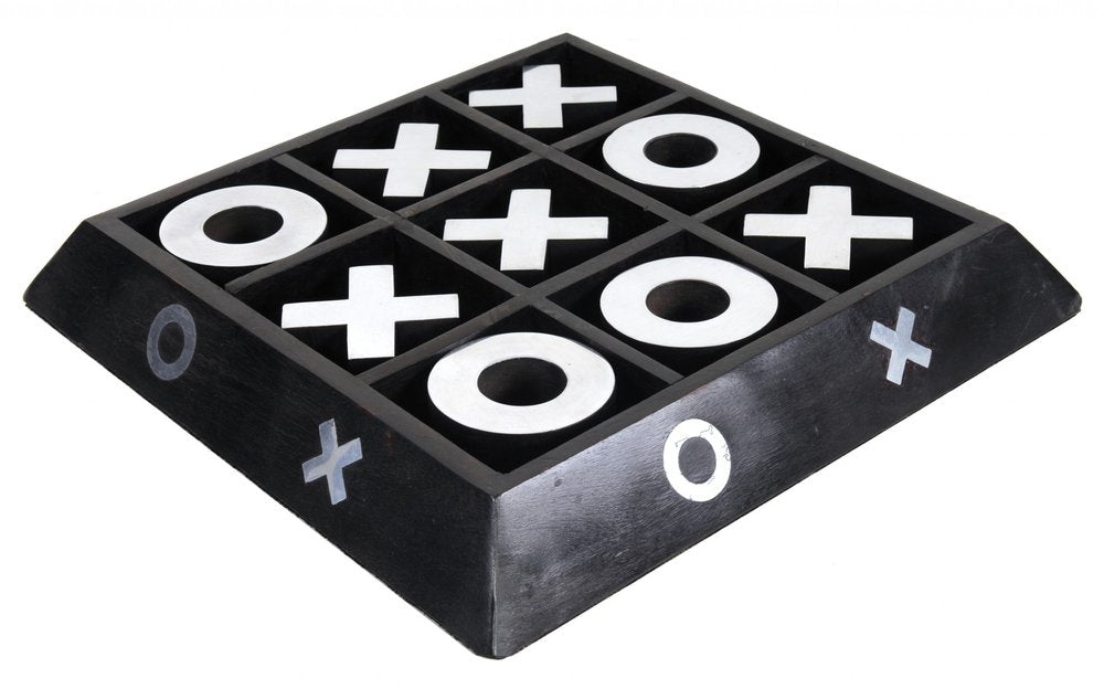 Nickel And Dark Wood Tic Tac Toe Game Sculpture HomeRoots