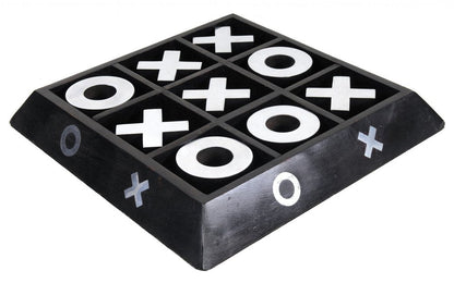 Nickel And Dark Wood Tic Tac Toe Game Sculpture HomeRoots