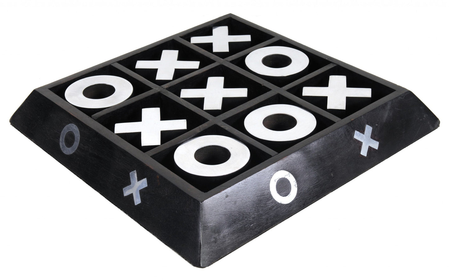 Nickel And Dark Wood Tic Tac Toe Game Sculpture