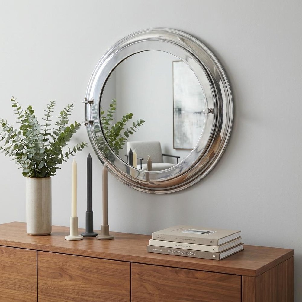 21" Silver Round Aluminum Framed Accent Mirror HomeRoots