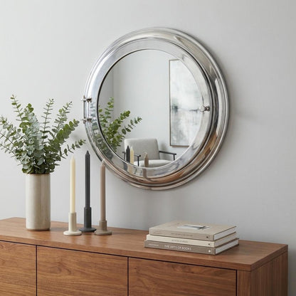 21" Silver Round Aluminum Framed Accent Mirror HomeRoots