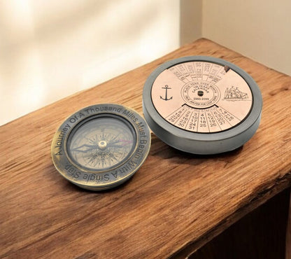 Set Of 2 100 Year Calendar And Compass Quote HomeRoots