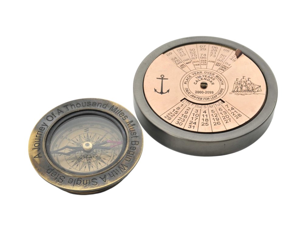 Set Of 2 100 Year Calendar And Compass Quote HomeRoots