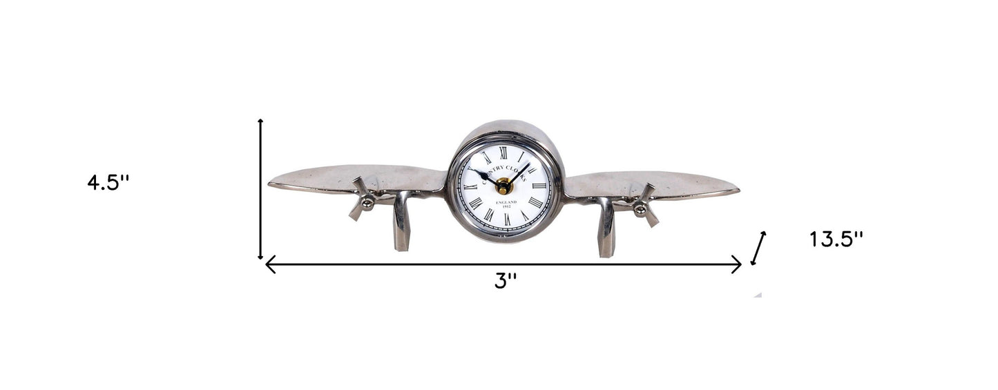 3" Novelty Nickel Metal And Glass Analog Wall Clock