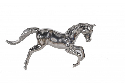 19" Nickel Metal Horse Figurine Tabletop Sculpture HomeRoots