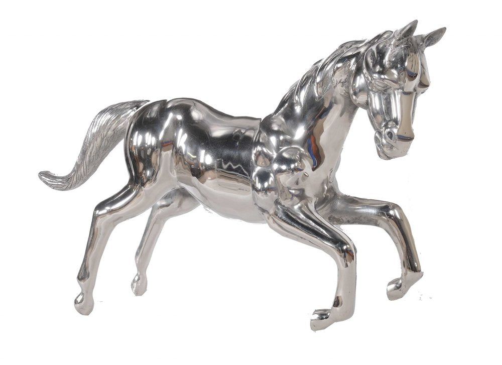 19" Nickel Metal Horse Figurine Tabletop Sculpture HomeRoots