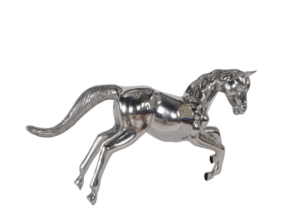 19" Nickel Metal Horse Figurine Tabletop Sculpture HomeRoots