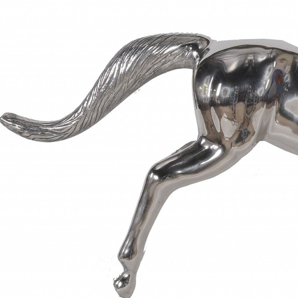 19" Nickel Metal Horse Figurine Tabletop Sculpture HomeRoots