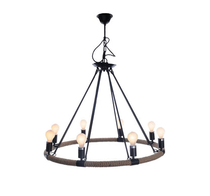 32" X 37" X 32" 8 Bulbs Rope  Pendant Lamp HomeRoots