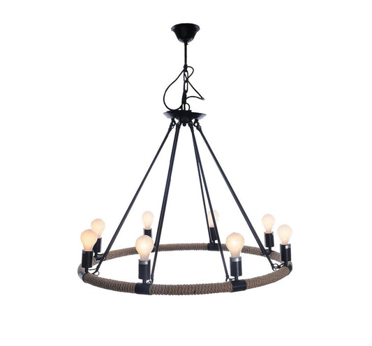 32" X 37" X 32" 8 Bulbs Rope  Pendant Lamp HomeRoots