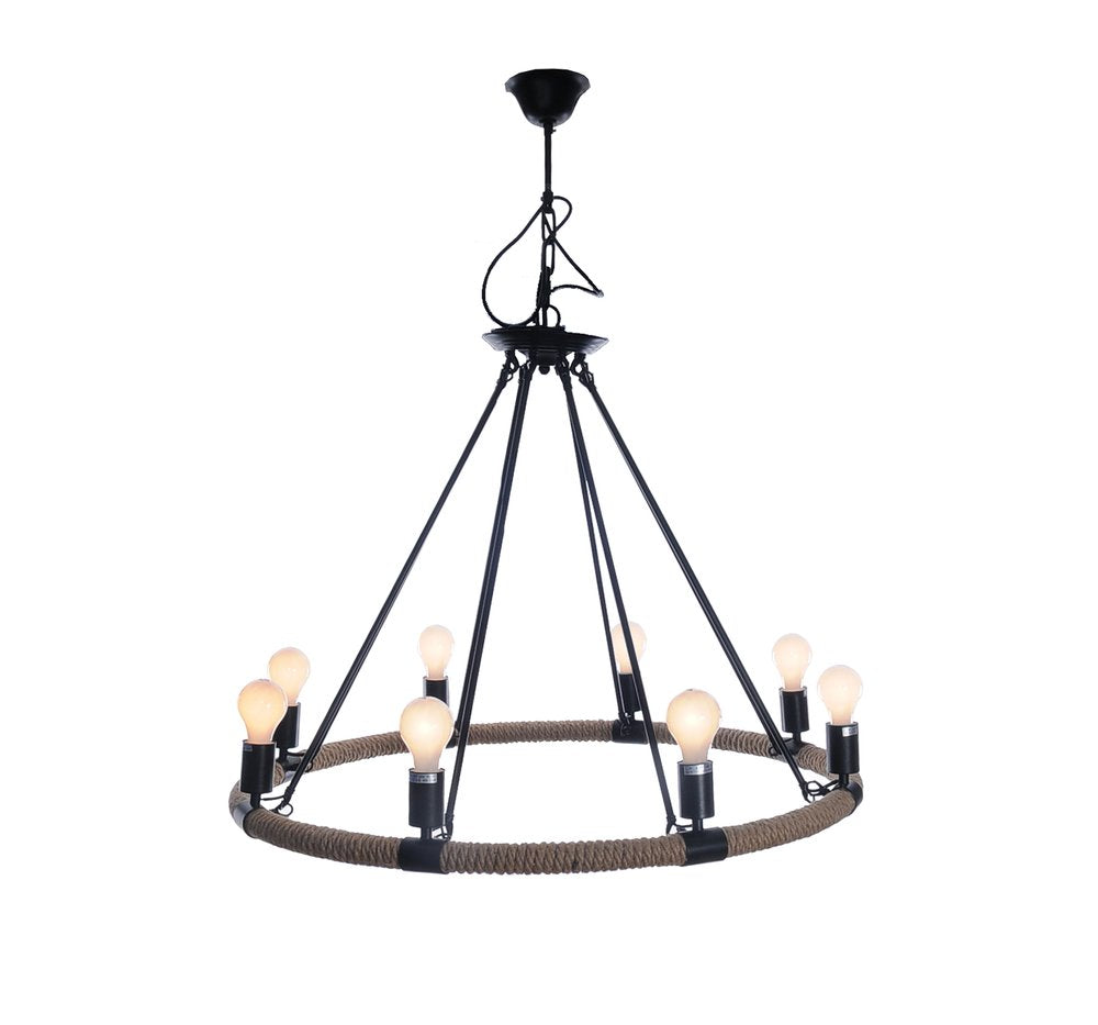 32" X 37" X 32" 8 Bulbs Rope  Pendant Lamp HomeRoots