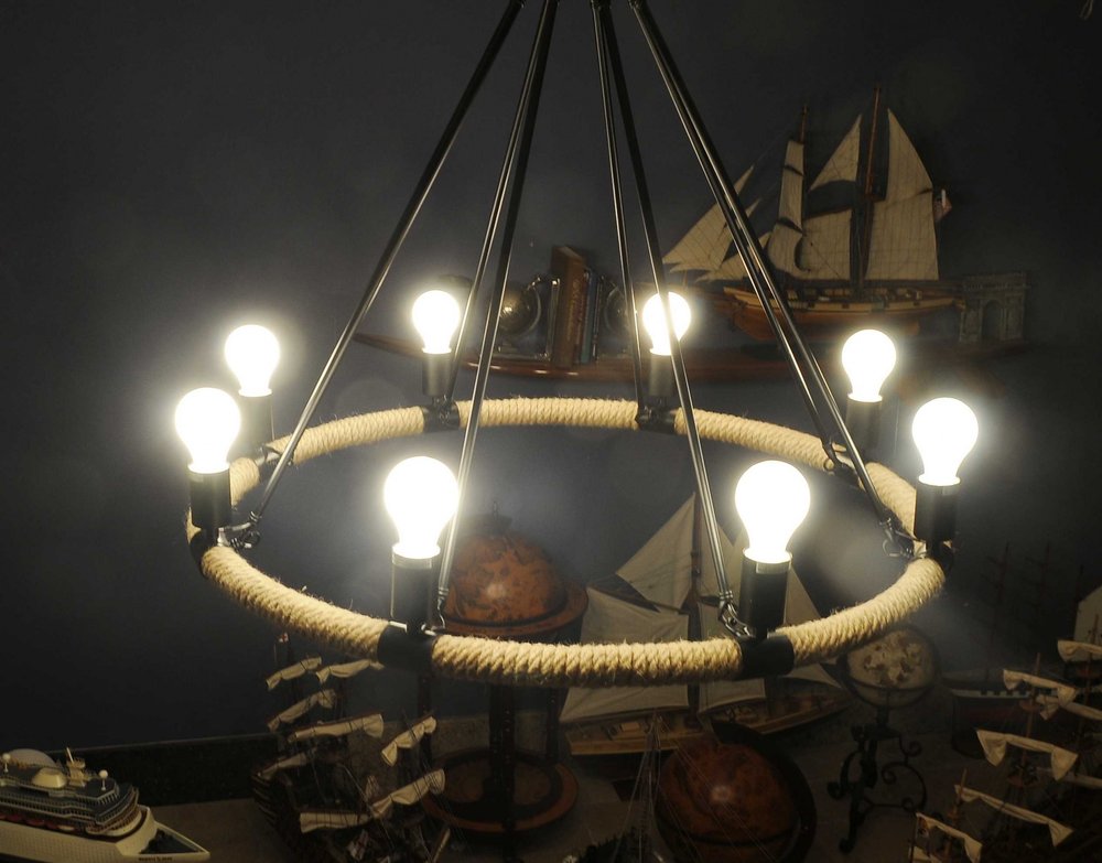 32" X 37" X 32" 8 Bulbs Rope  Pendant Lamp HomeRoots