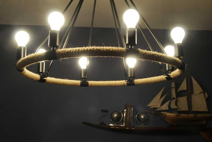 32" X 37" X 32" 8 Bulbs Rope  Pendant Lamp HomeRoots