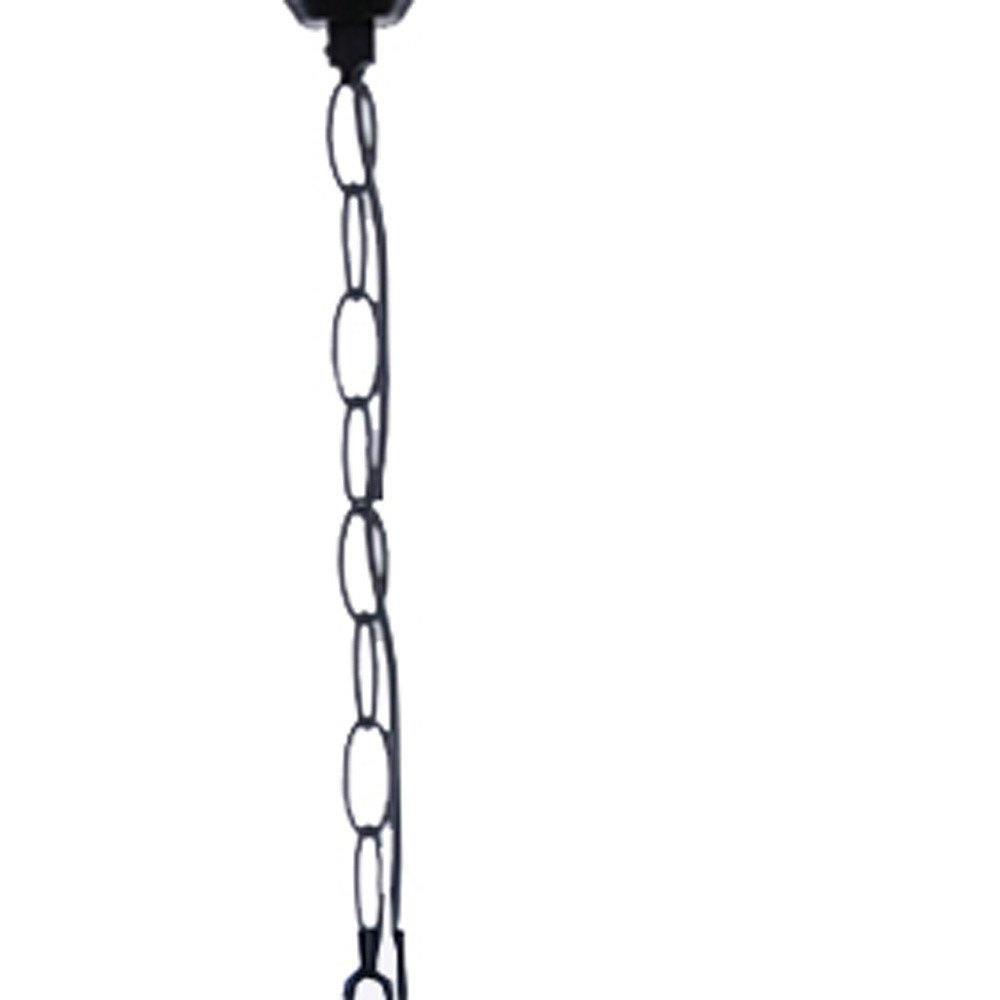 Natural and Black Iron and Rope Three Light Ceiling Light — view 6