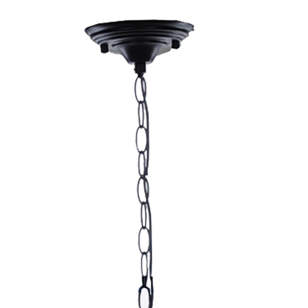 Natural and Black Iron and Rope Three Light Ceiling Light HomeRoots