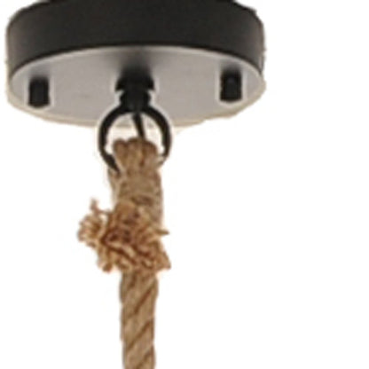 Beige and Black Iron and Rope Ceiling Light HomeRoots