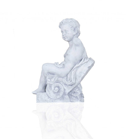 Vintage Look Off White Boy Sitting Statue HomeRoots