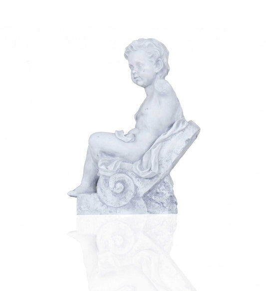 Vintage Look Off White Boy Sitting Statue HomeRoots