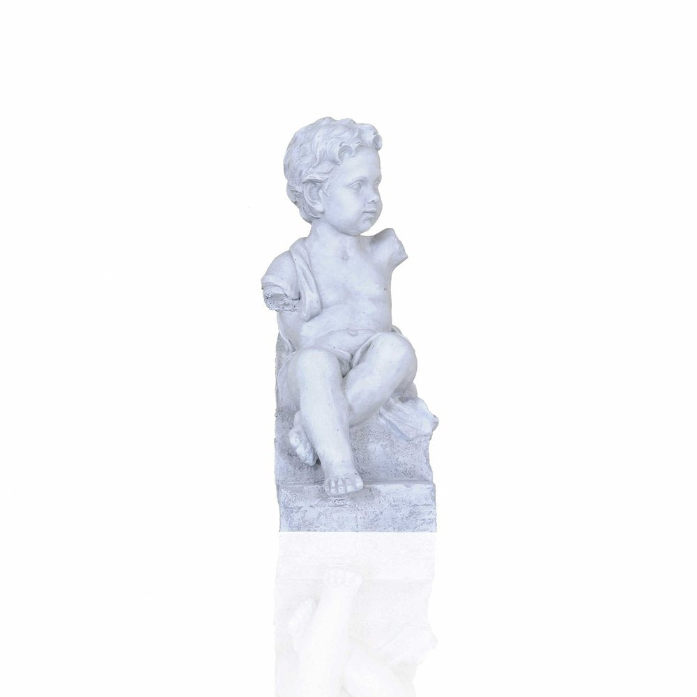Vintage Look Off White Boy Sitting Statue HomeRoots