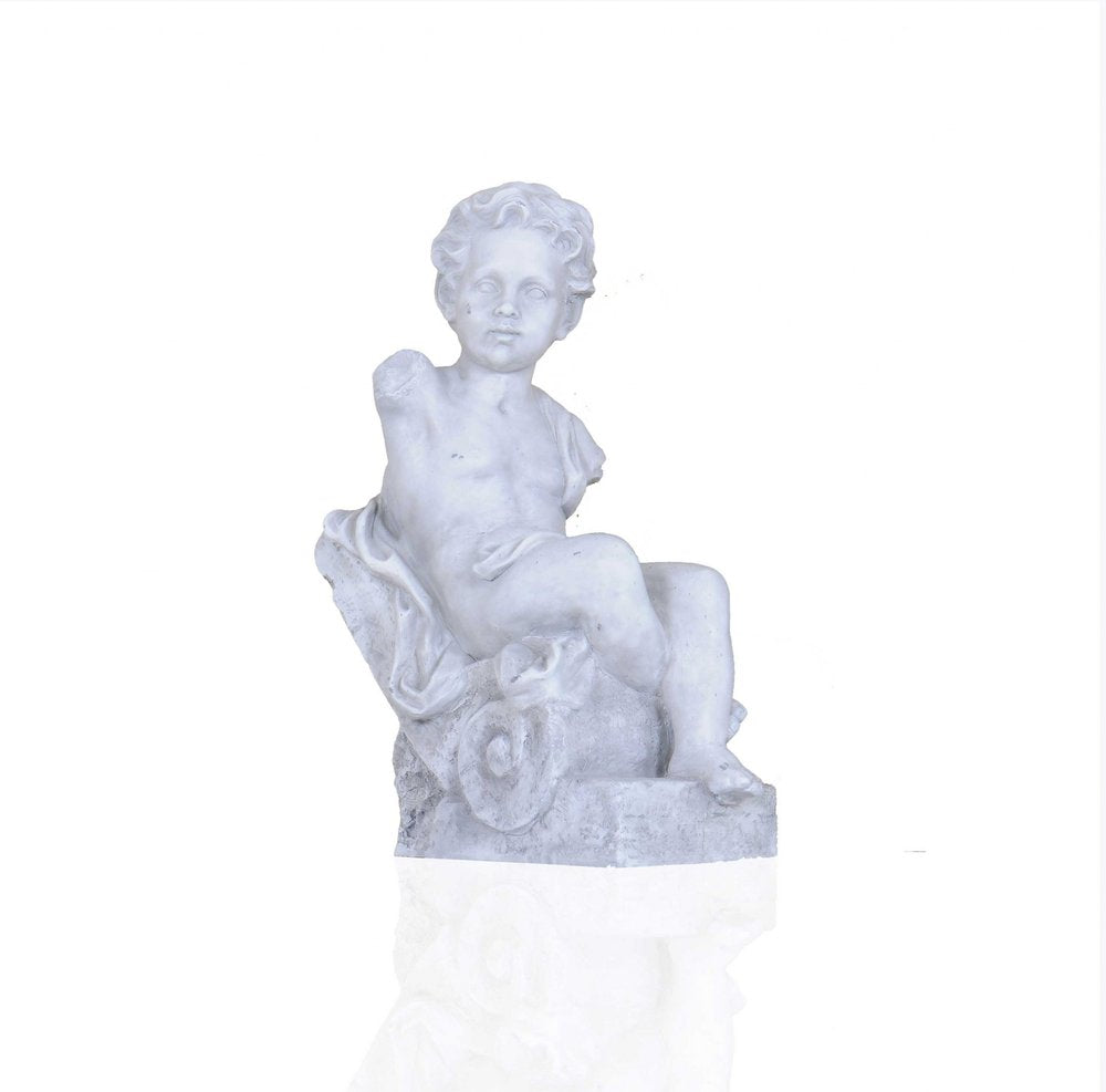 Vintage Look Off White Boy Sitting Statue HomeRoots