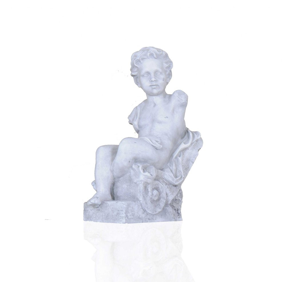 Vintage Look Off White Boy Sitting Statue HomeRoots