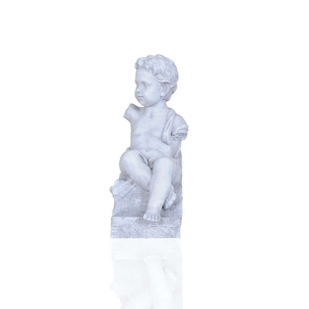 Vintage Look Off White Boy Sitting Statue HomeRoots