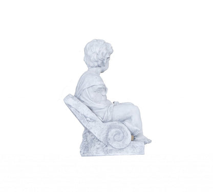 Vintage Look Off White Boy Sitting Statue HomeRoots