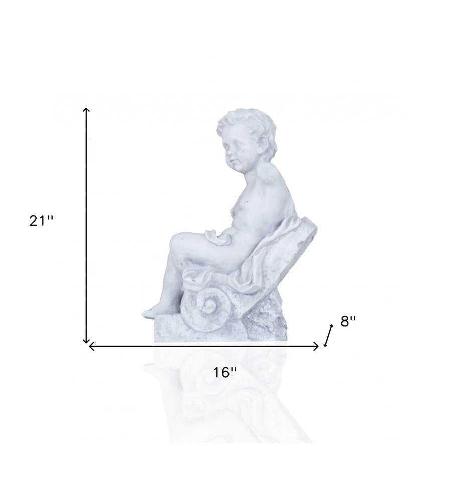 Vintage Look Off White Boy Sitting Statue HomeRoots