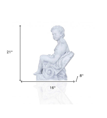 Vintage Look Off White Boy Sitting Statue HomeRoots