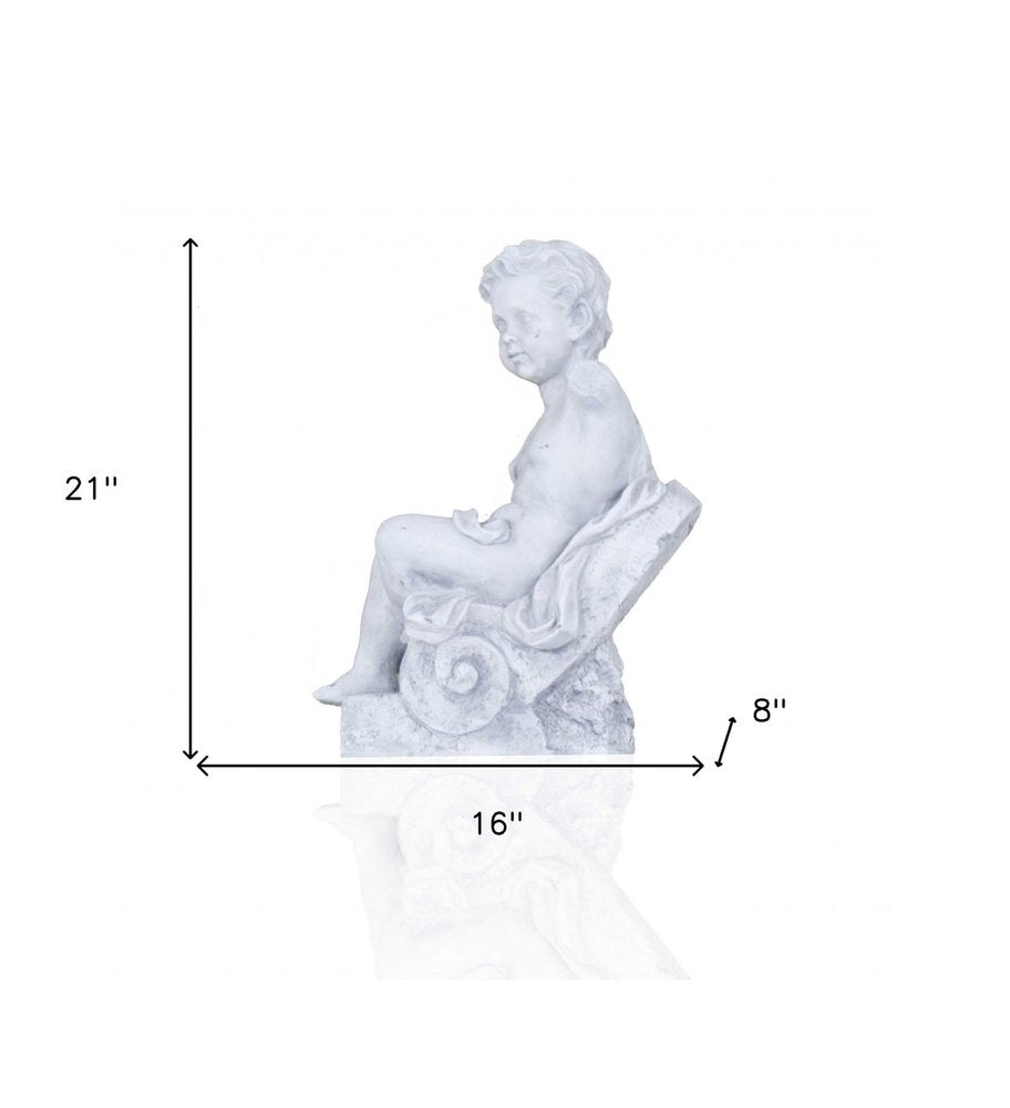 Vintage Look Off White Boy Sitting Statue HomeRoots