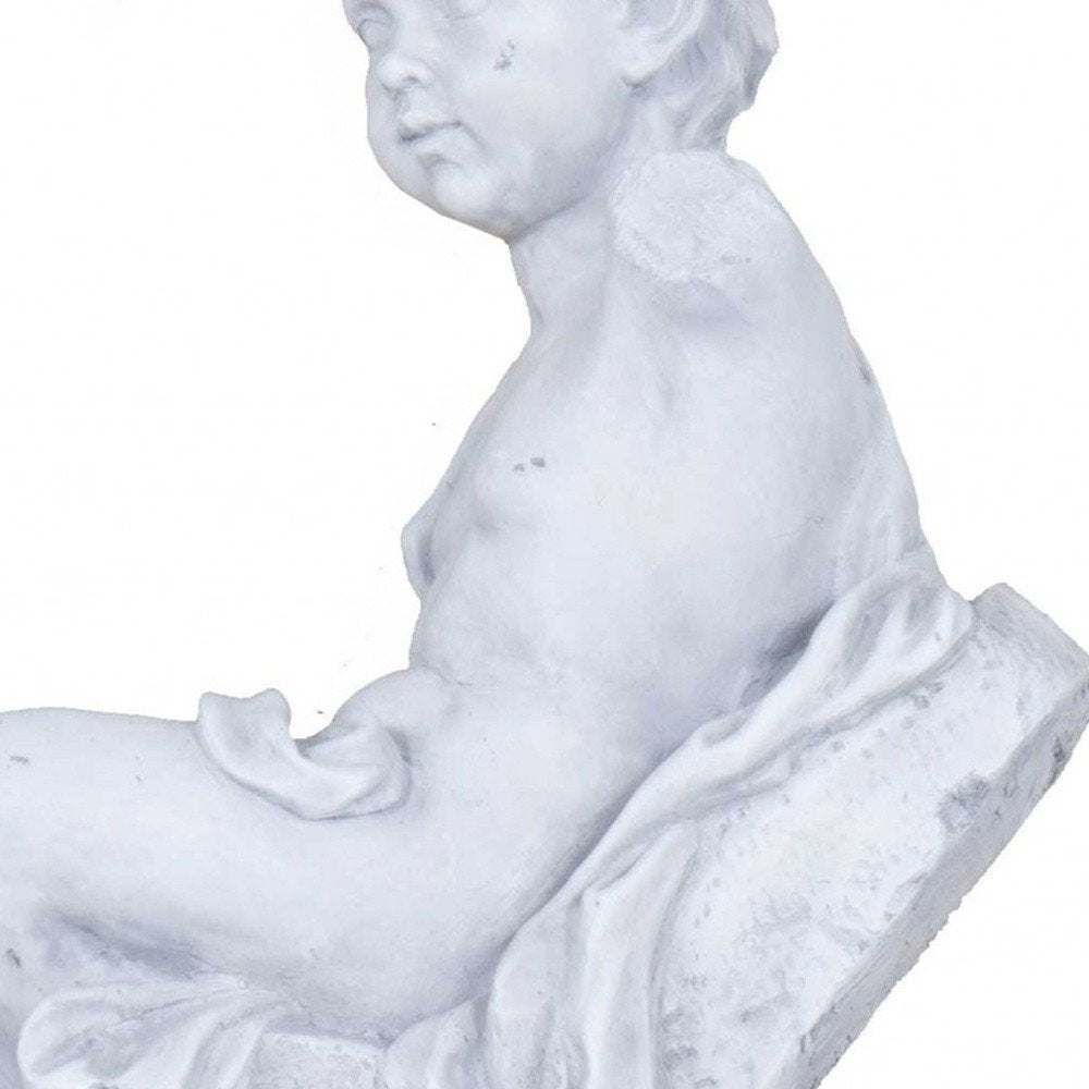 Vintage Look Off White Boy Sitting Statue HomeRoots