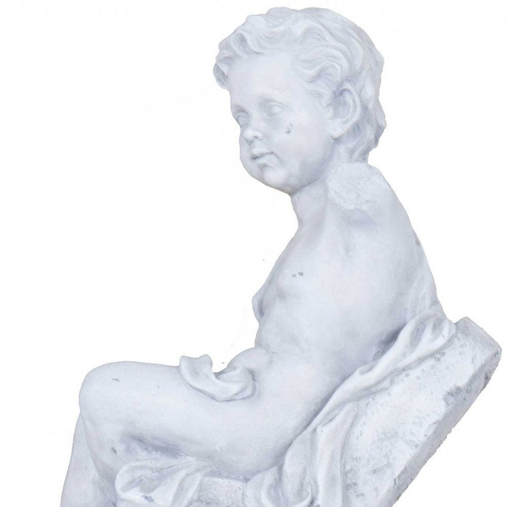 Vintage Look Off White Boy Sitting Statue HomeRoots