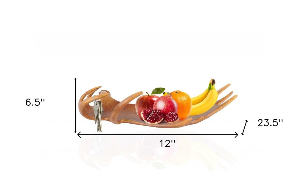 12" Brown Antler Resin Serving Tray HomeRoots