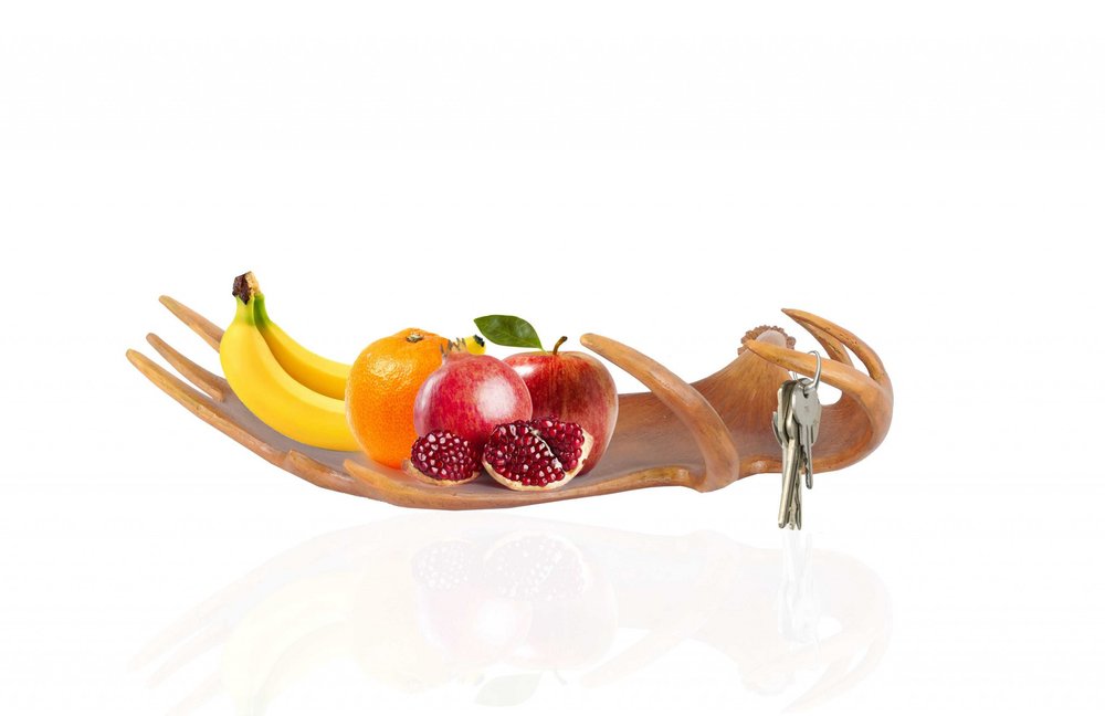 12" Brown Antler Resin Serving Tray HomeRoots