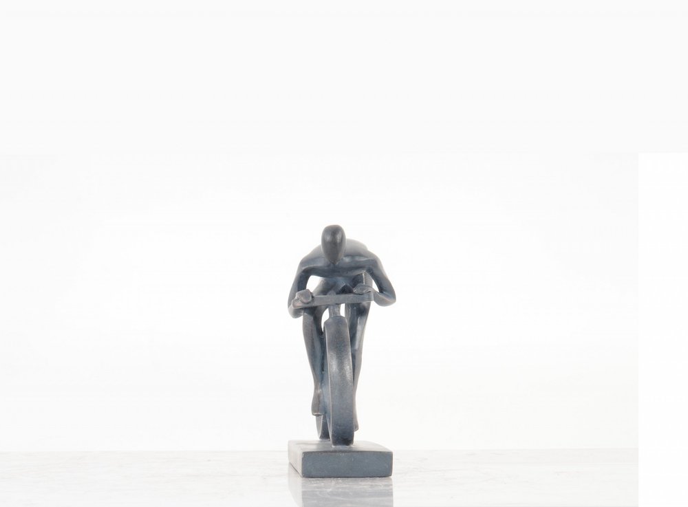 Minimalist Cyclist Cement Finish Statue HomeRoots