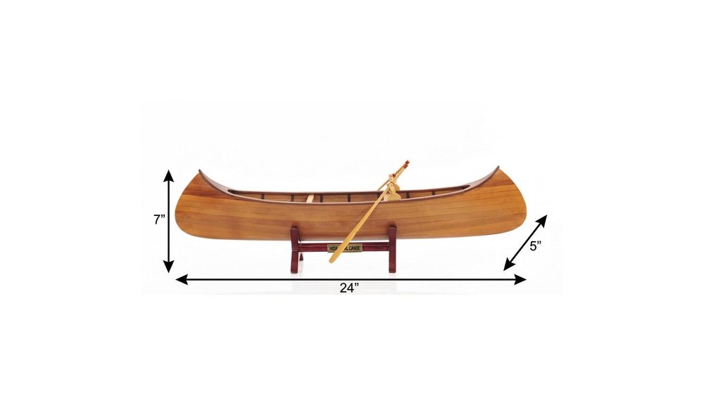 7" Brown Solid Wood Hand Painted Model Boat — view 9